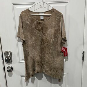 Elegant Brown Embellished Women's Top